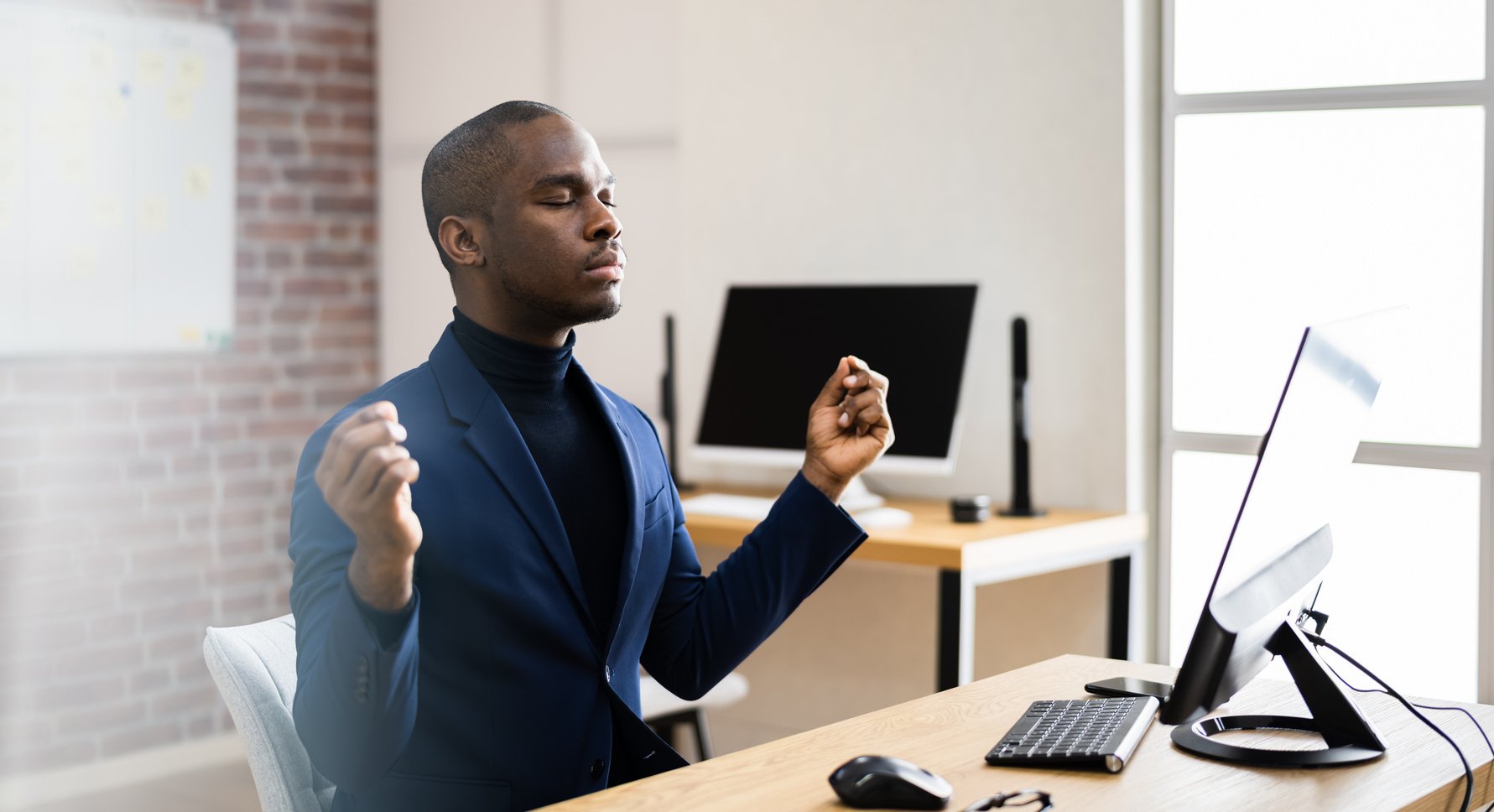 Healthy Yoga Meditation In Office Chair